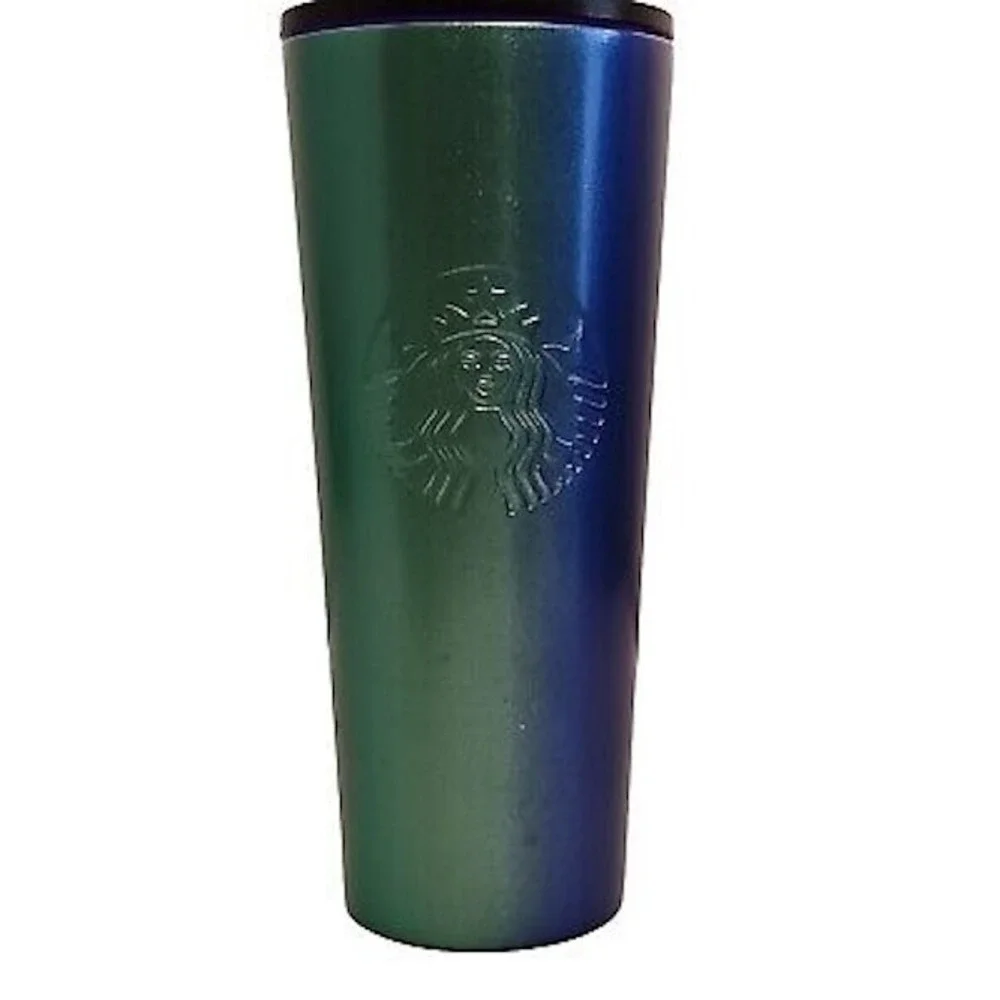 Starbucks Tumbler Unisex 16oz Teal Purple Excellent Iridescent Stainless Steel